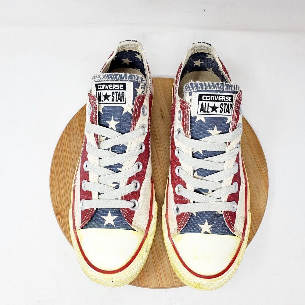 Converse Shoes Women 6.5 American Flag Red White Blue Patriotic July 4th Sneaker